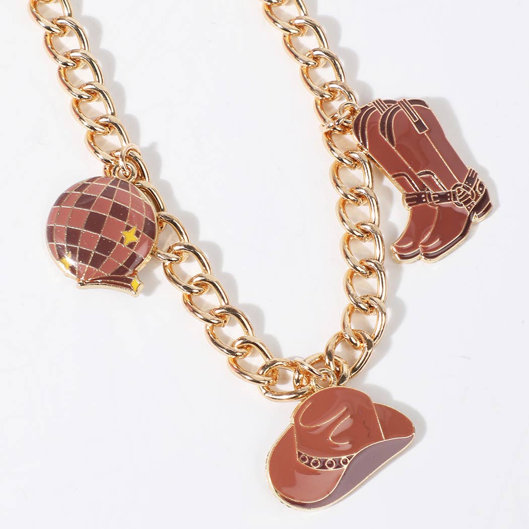 Western Cowboy Boots Hats Charm Trucker Hat Chain: DYC1869 / ONE SIZE