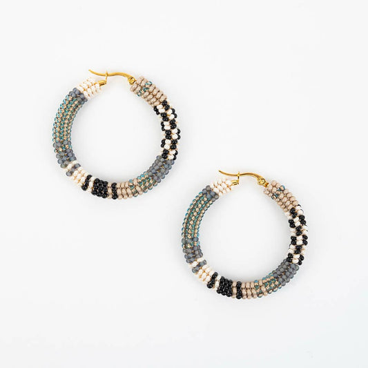 Patchwork Hoop Earrings: Taupe