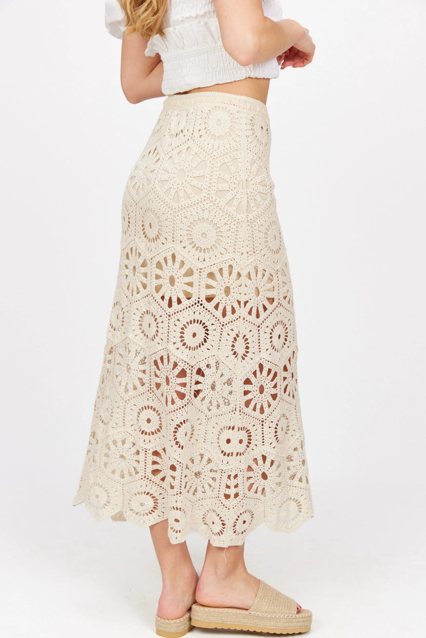 Sand Crochet Maxi Skirt