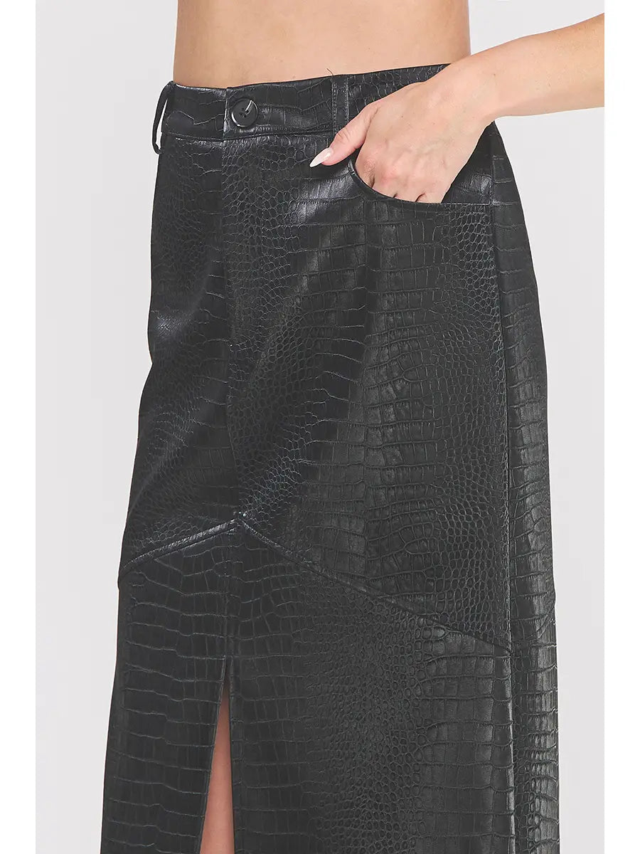 Black Snake Midi Skirt
