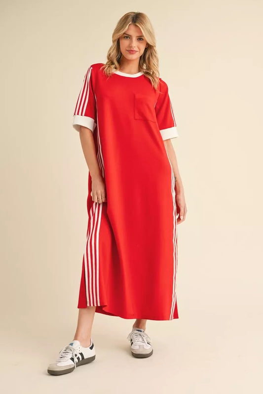 Tomato Red Sporty Maxi Dress
