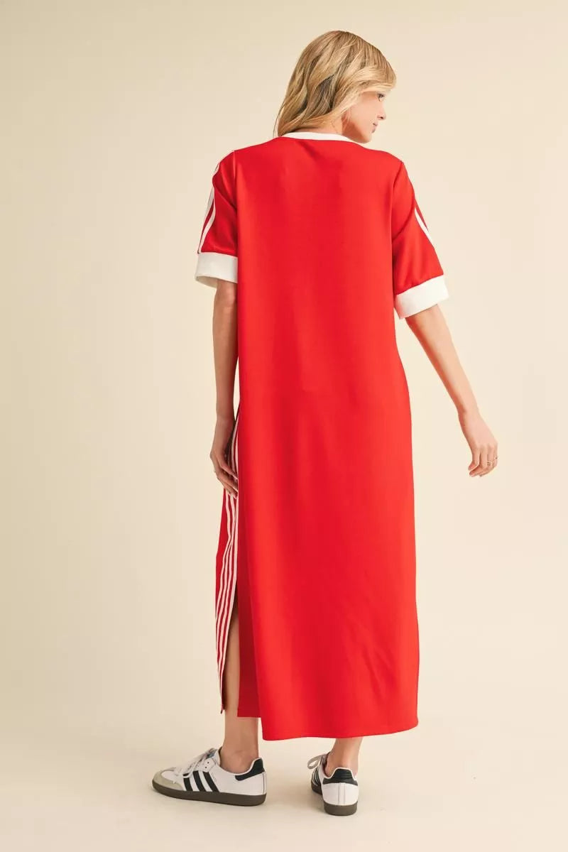 Tomato Red Sporty Maxi Dress