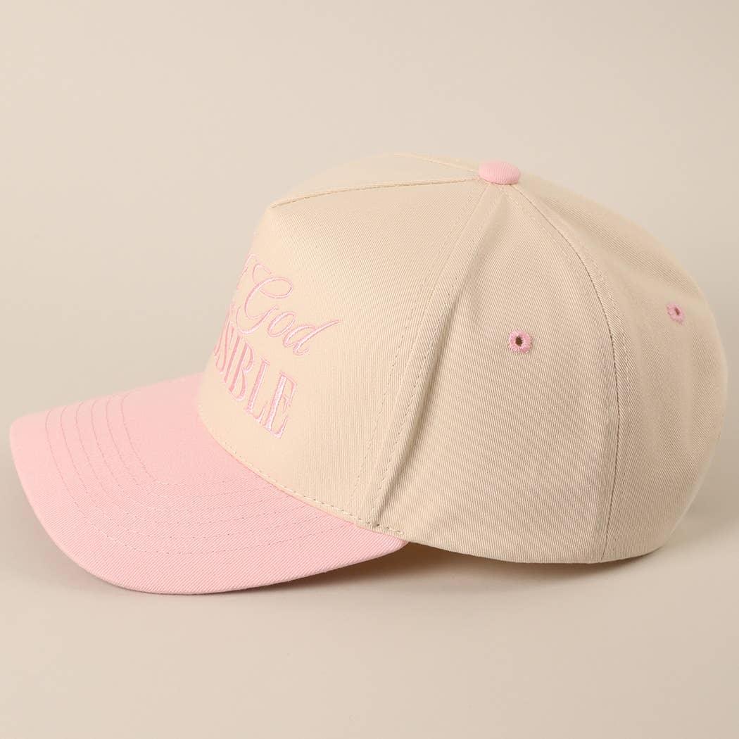 With God All Possible Embroidery Baseball Cap: SAGE / ONE SIZE