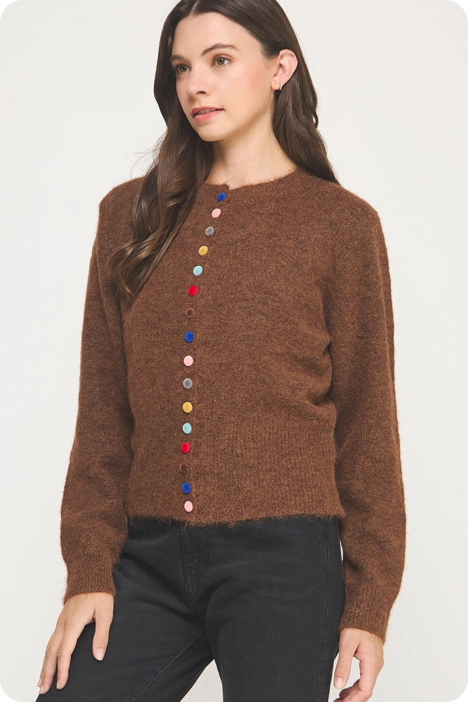 Multicolor Button Knit Cardigan