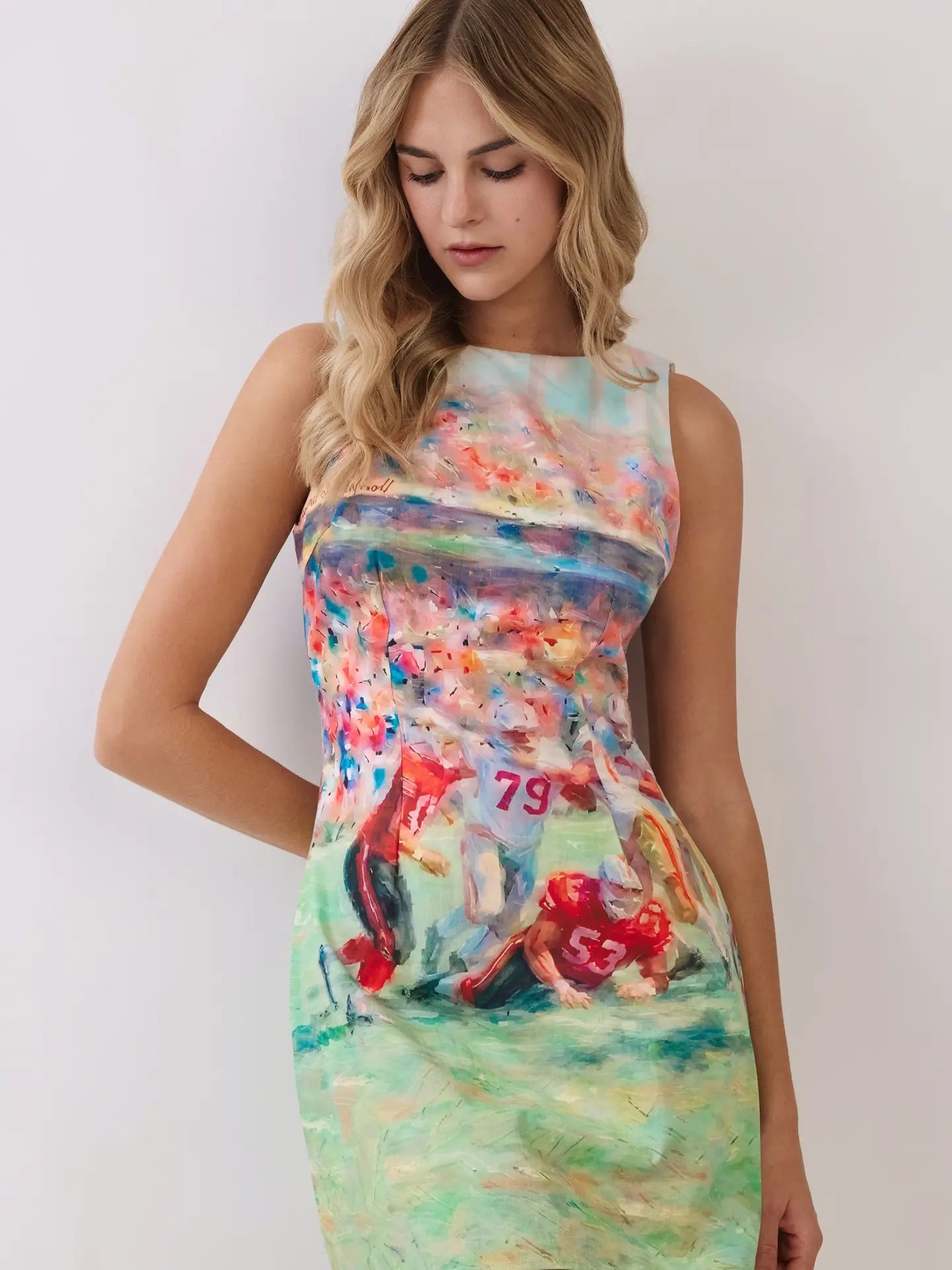 Go Team Watercolor Abstract Football Mini Dress
