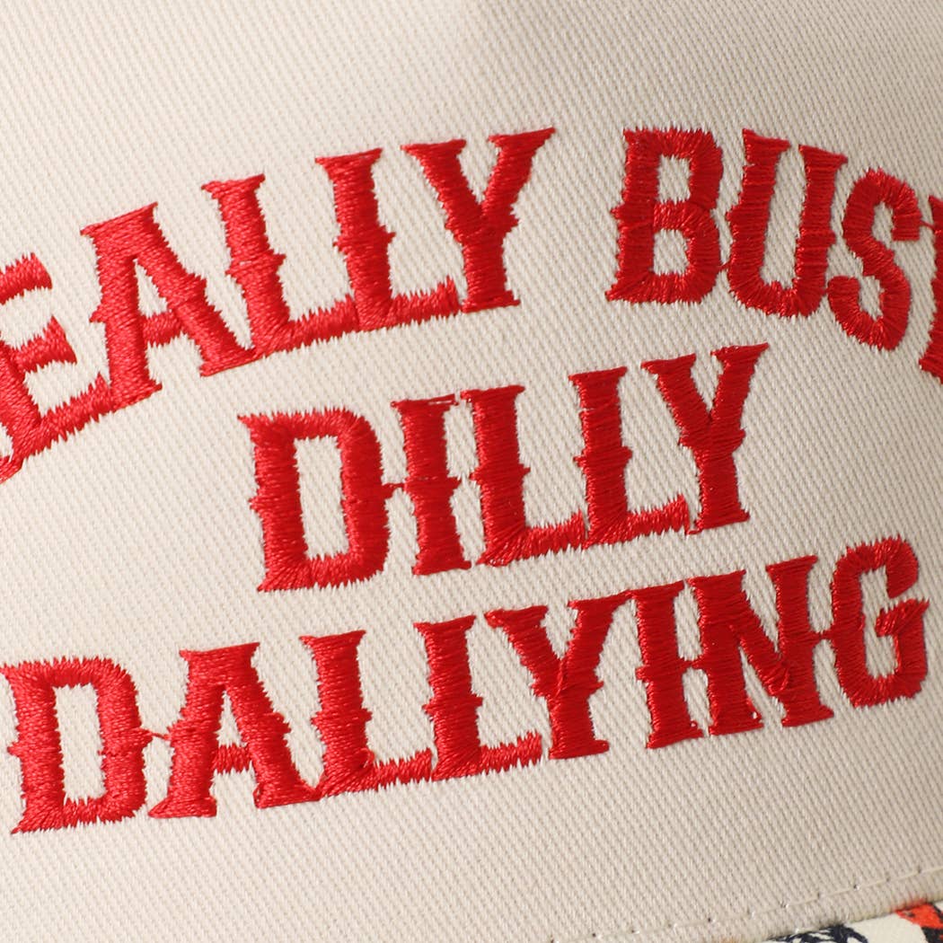 REALLY BUSY DILLY DALLYING Embroidered Stripe Brim Hat: VINTAGE STRIPE-1 / ONE SIZE