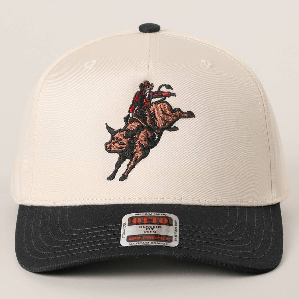 Rodeo Bull Rider Embroidered Trucker Hat : DKGRN/NATL / One Size
