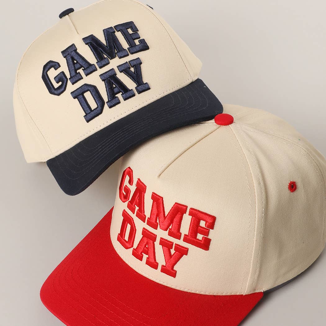 GAME DAY 3D Letter Embroidered Two-Tone Trucker Hat : BGD-WHT / ONE SIZE