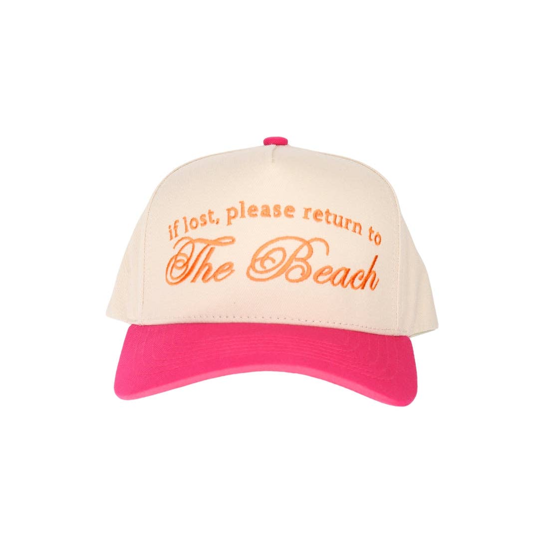 Hot Pink Return to Beach Embroidered Trucker Hat