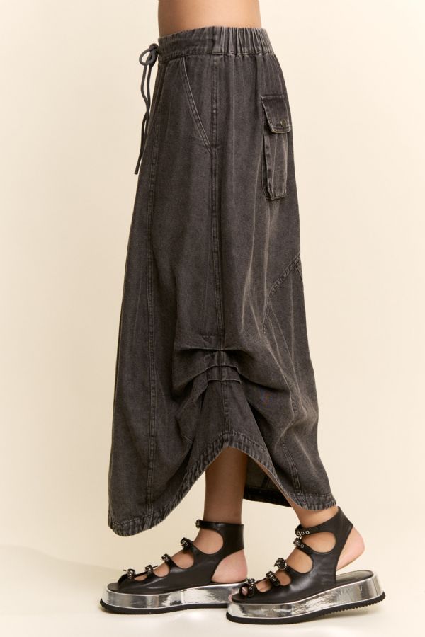 Mineral Washed Black Parachute Skirt