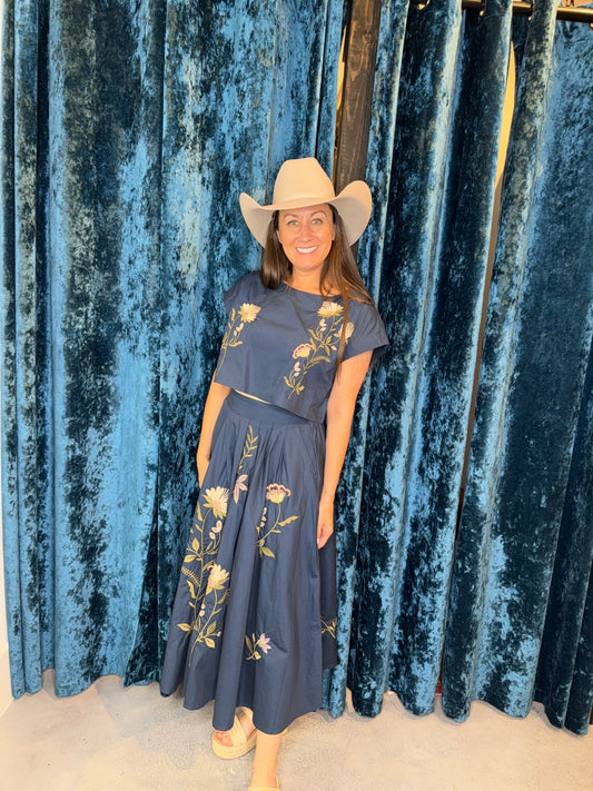 Navy Wildflower Waltz Two-Piece Set