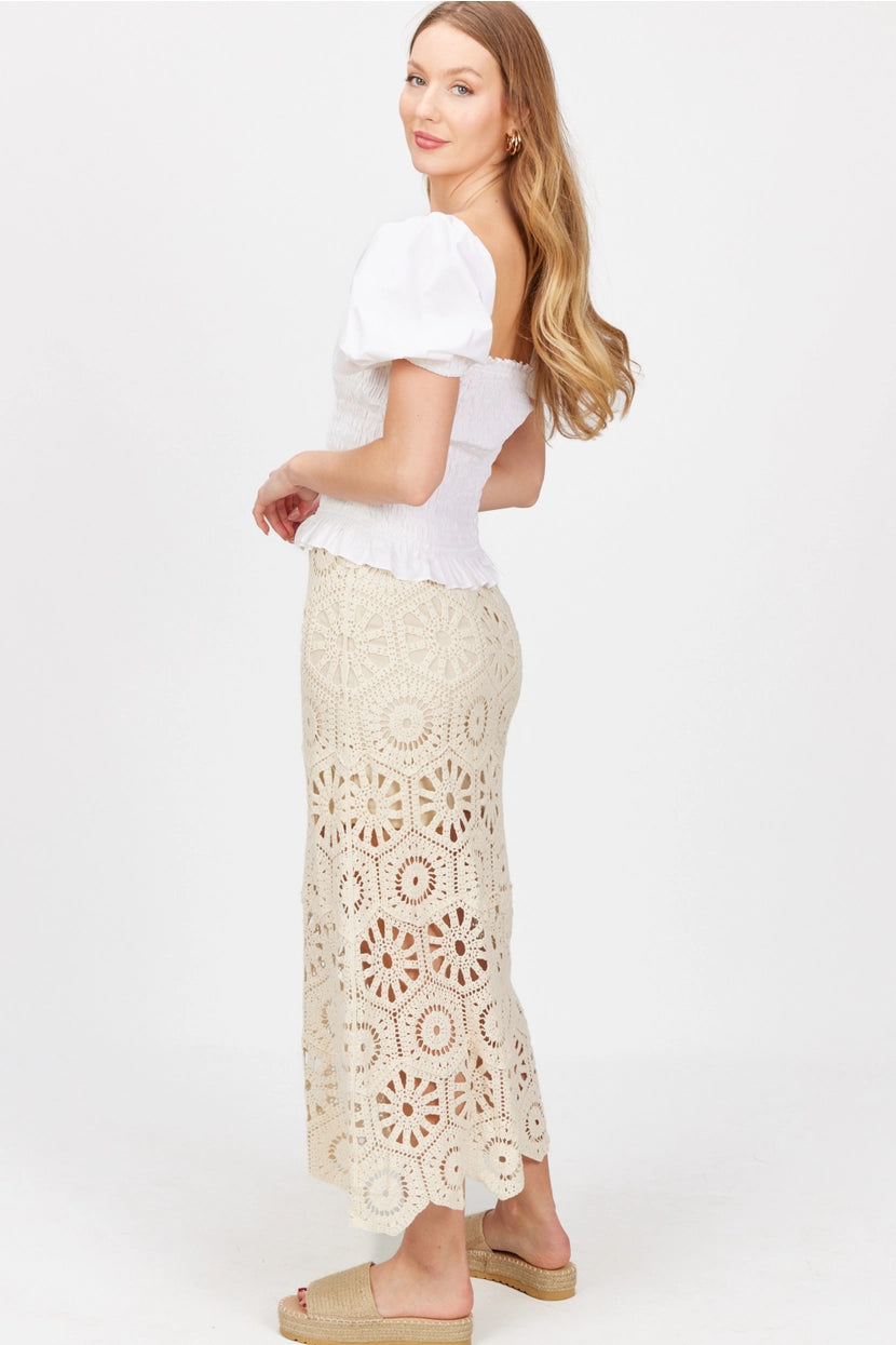 Sand Crochet Maxi Skirt
