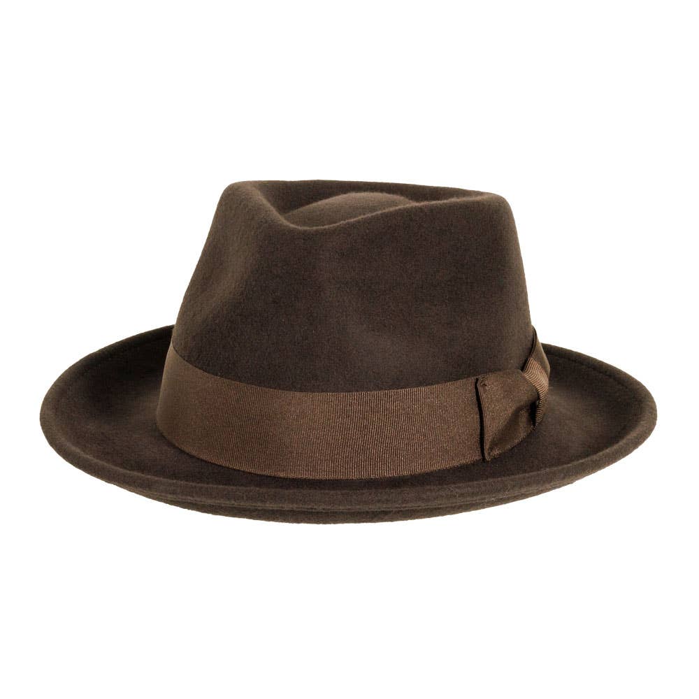 Chocolate Newark Crushable Wool Felt Fedora Hat