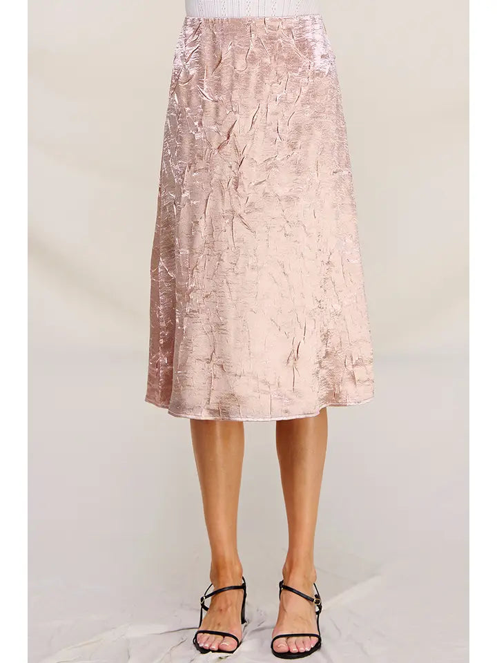 Dusty Rose Crinkled Stretch Satin