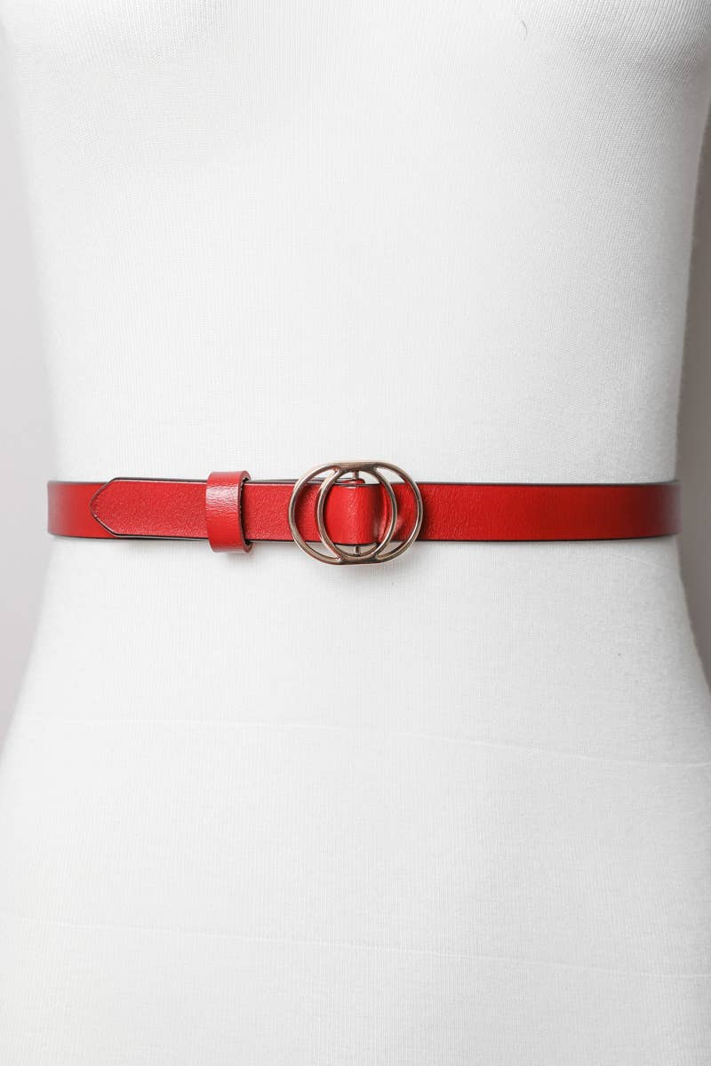 Red Double Ring Buckle Cinch Belt