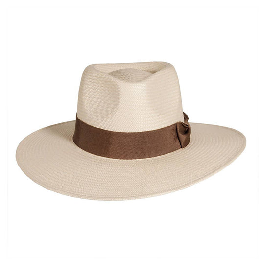 Straw Outback Wide Brim Sun Hat - Style Lennox: Ivory / L/X