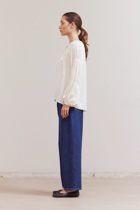 Ivory Sleeve Detail Satin Blouse