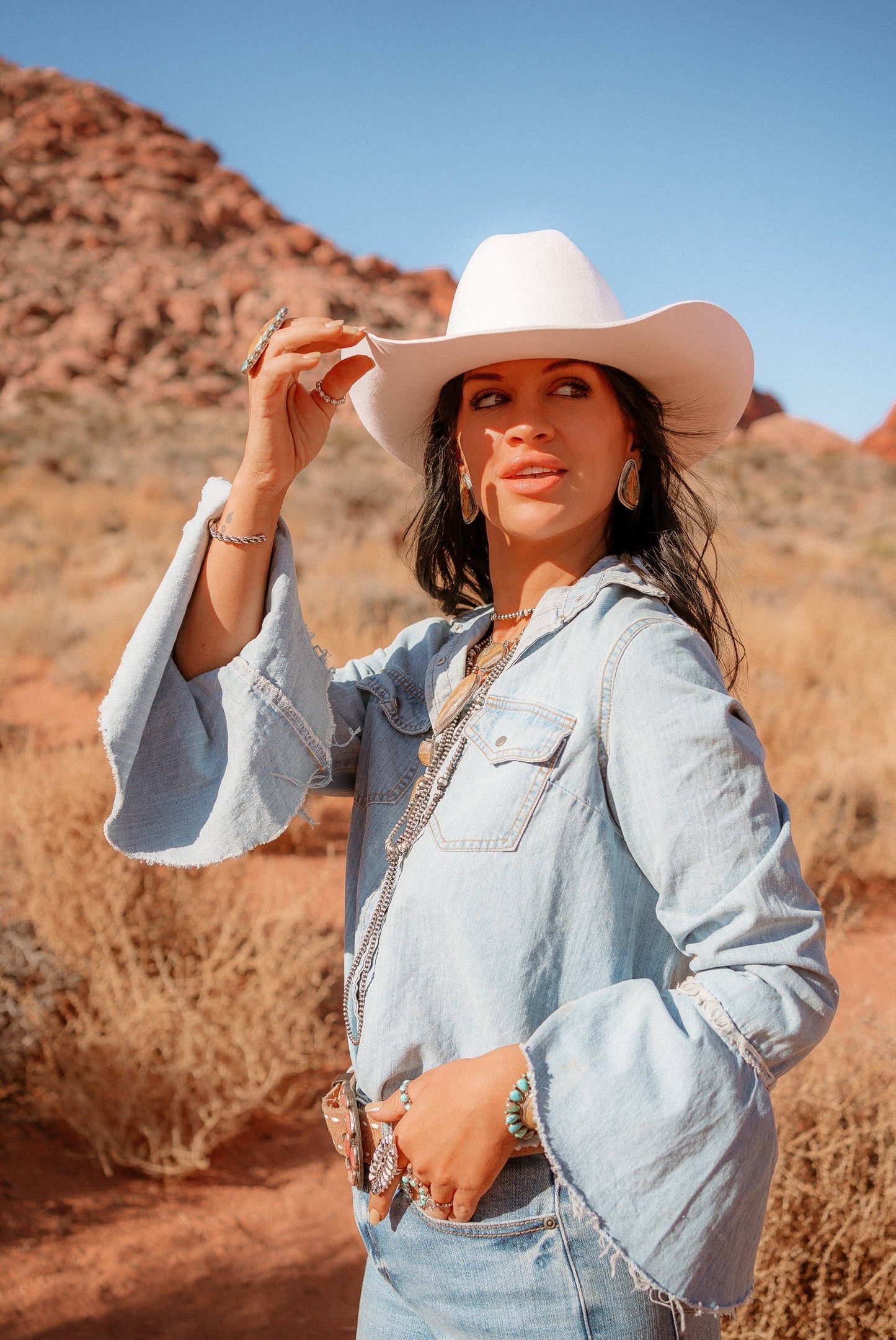 100% Wool Felt Western Cowboy Hat - Style Cattleman: Silver Belly