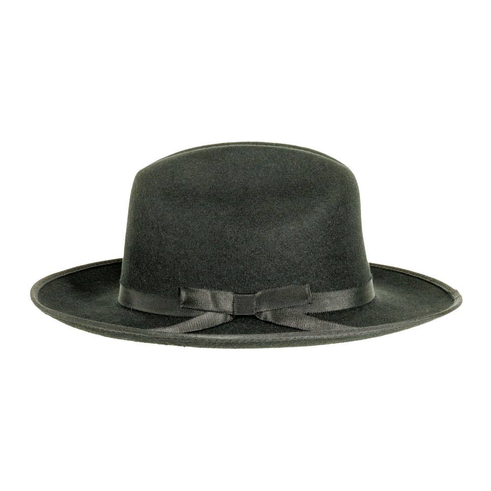Wool Felt Open Road Fedora Hat - Style Dead End: Black