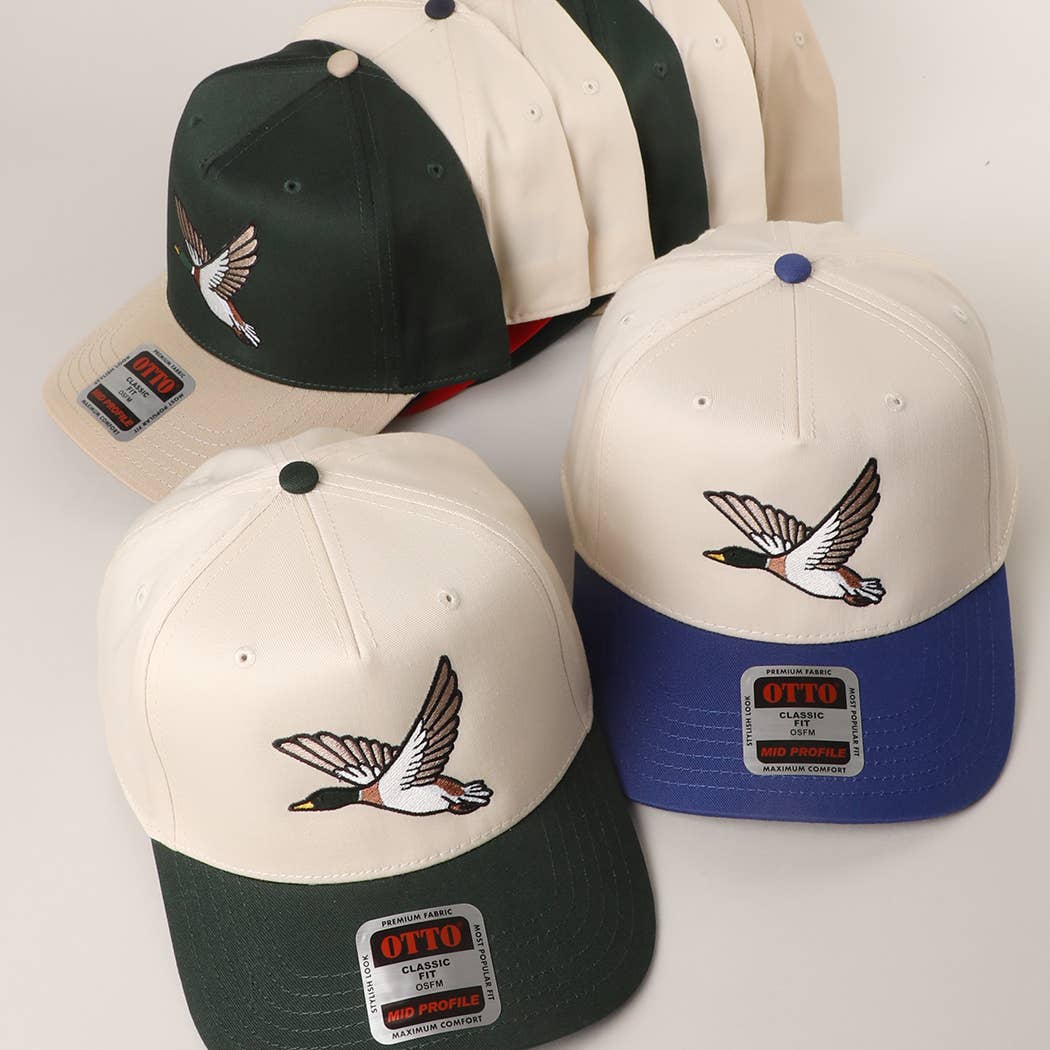 Flying Mallard Graphic Embroidered Trucker Hat : DKGRN/NATL / One Size