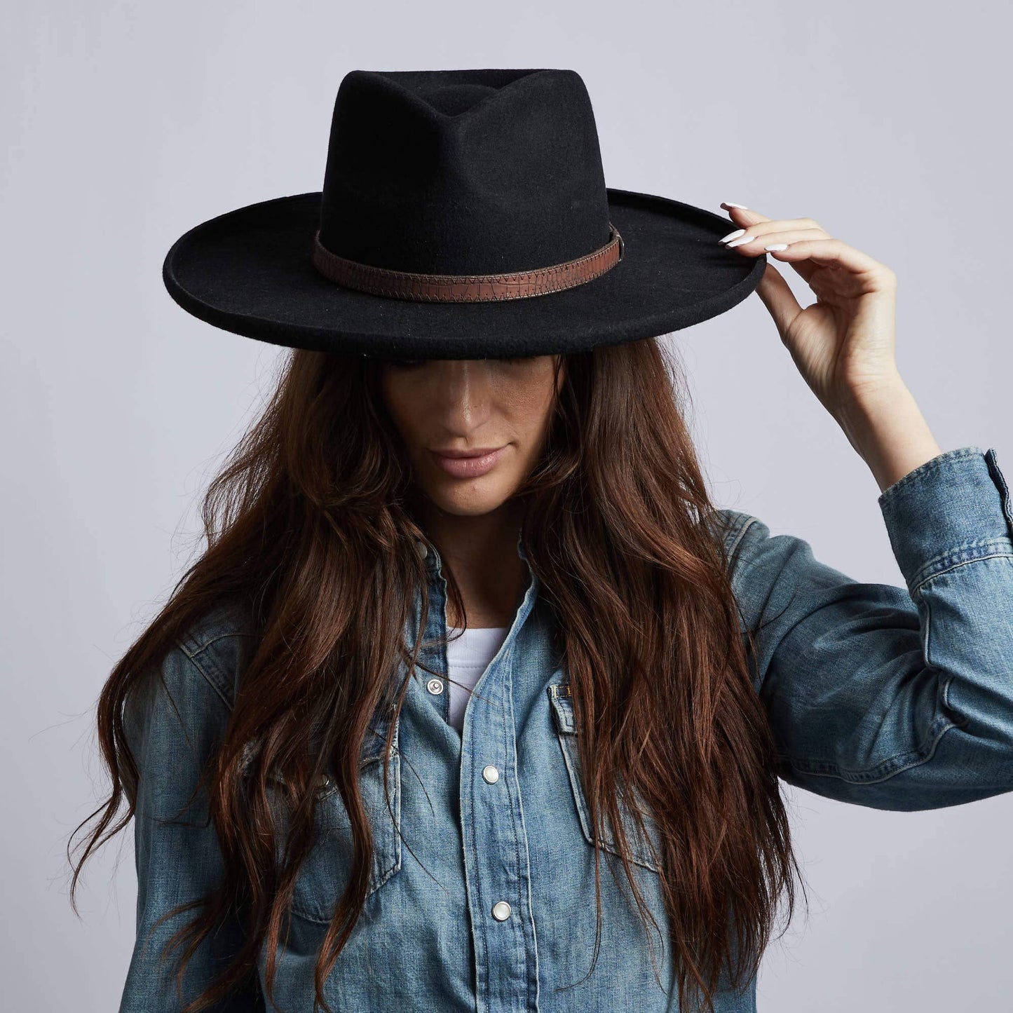 Pencil Rim Wool Felt Fedora Hat - Style Hudson: BLACK / MD