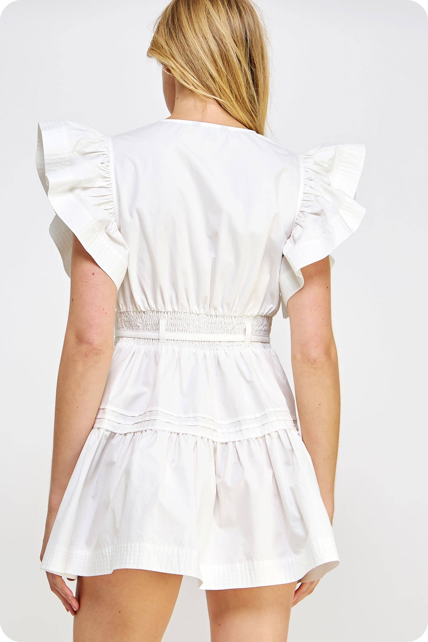 Flutter Sleeve Poplin Mini Dress: Lime Sherbet / M