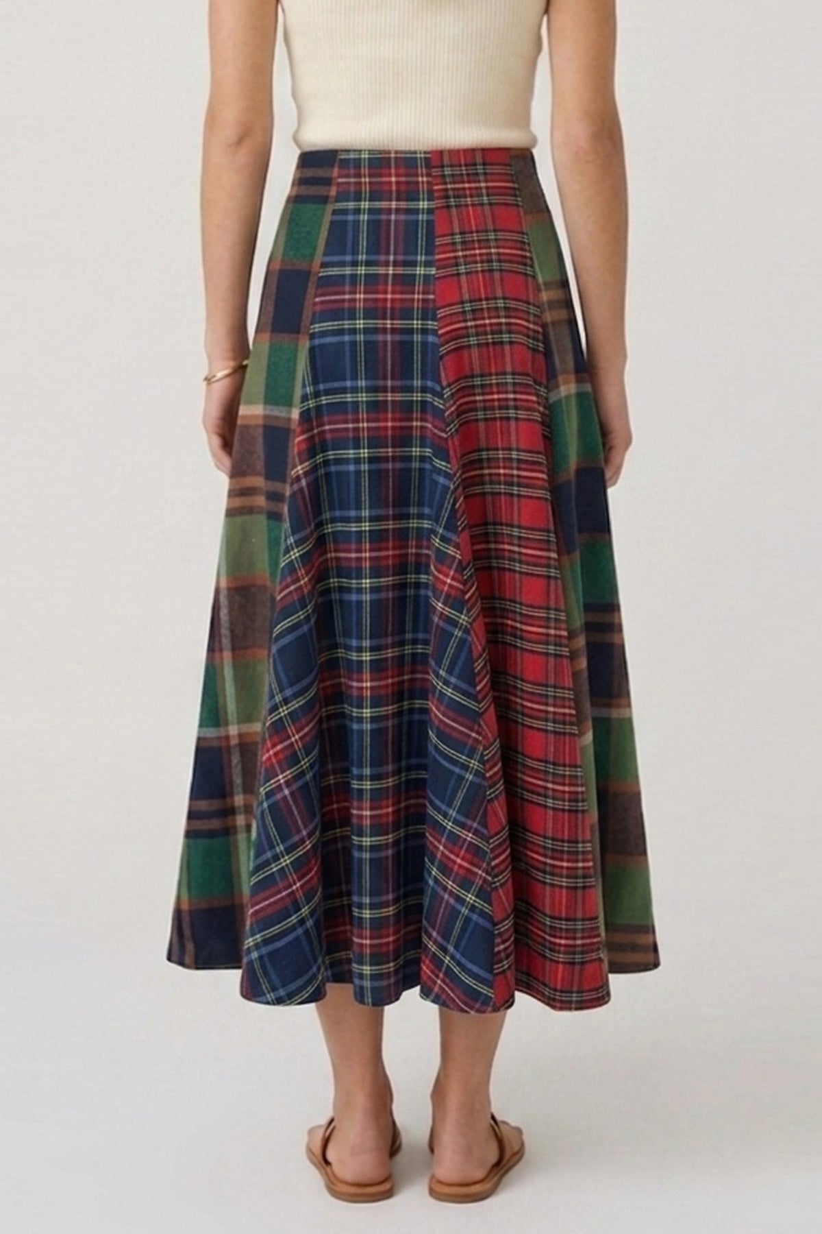 Harvest Waltz Plaid Midi Skirt