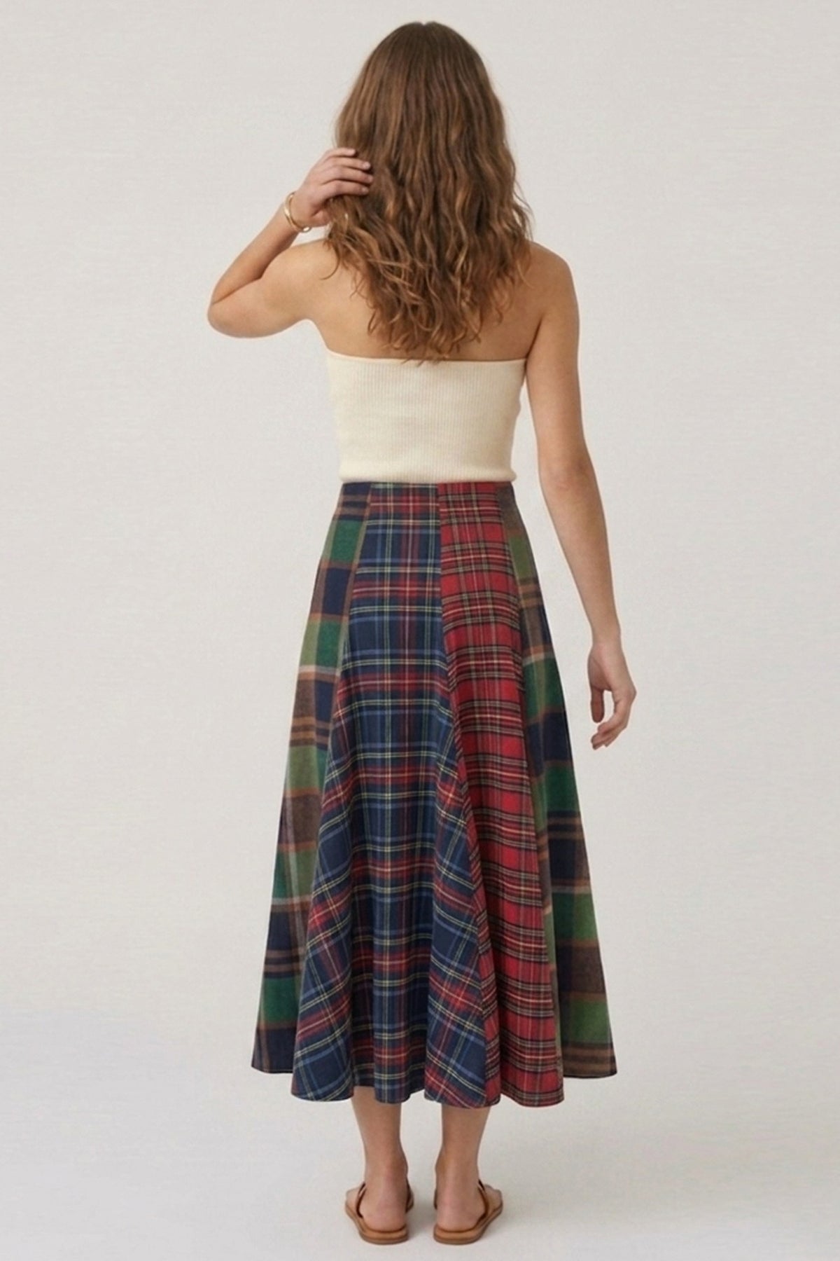 Harvest Waltz Plaid Midi Skirt