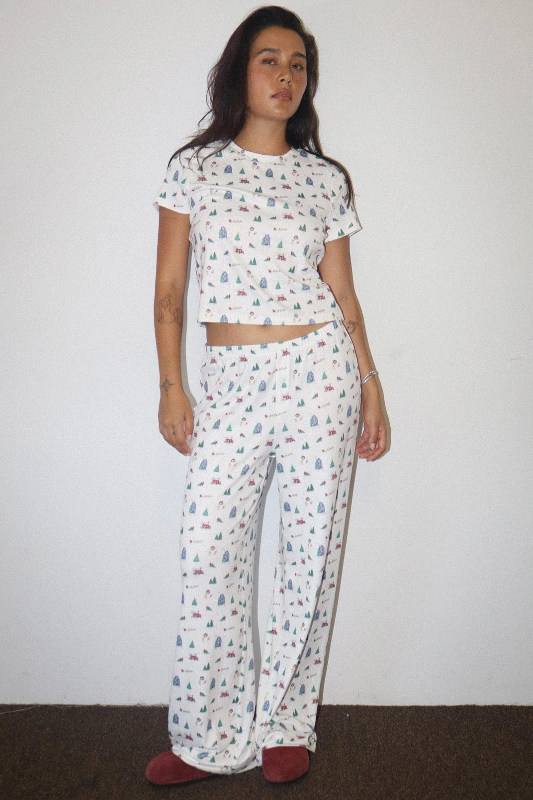 Merry Moments Holiday Print Wide-Leg Lounge Pants