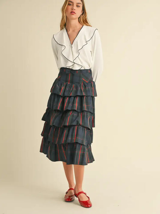 Plaid Tiered Skirt