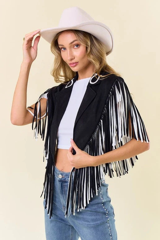 Black Studded Fringe Shrug