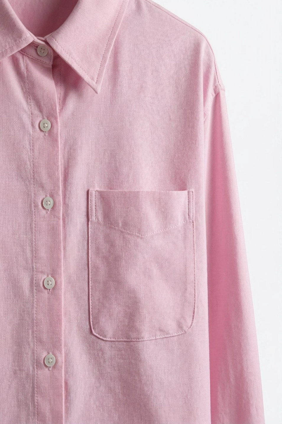 Pink Button-Up Cropped Shirt with Collar