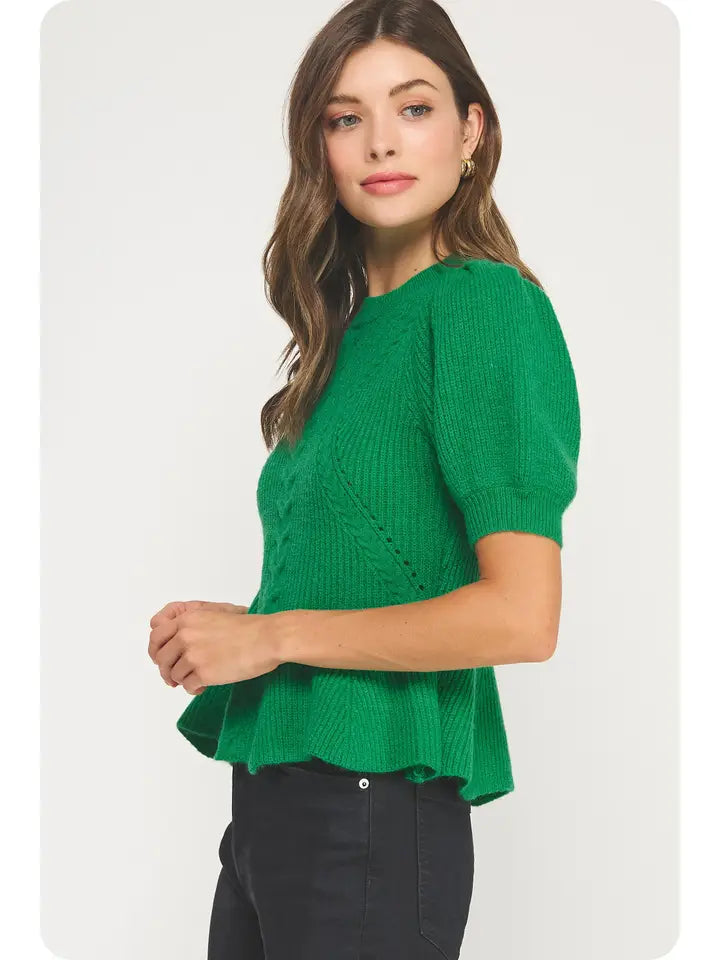 Emerald Peplum Knit Top