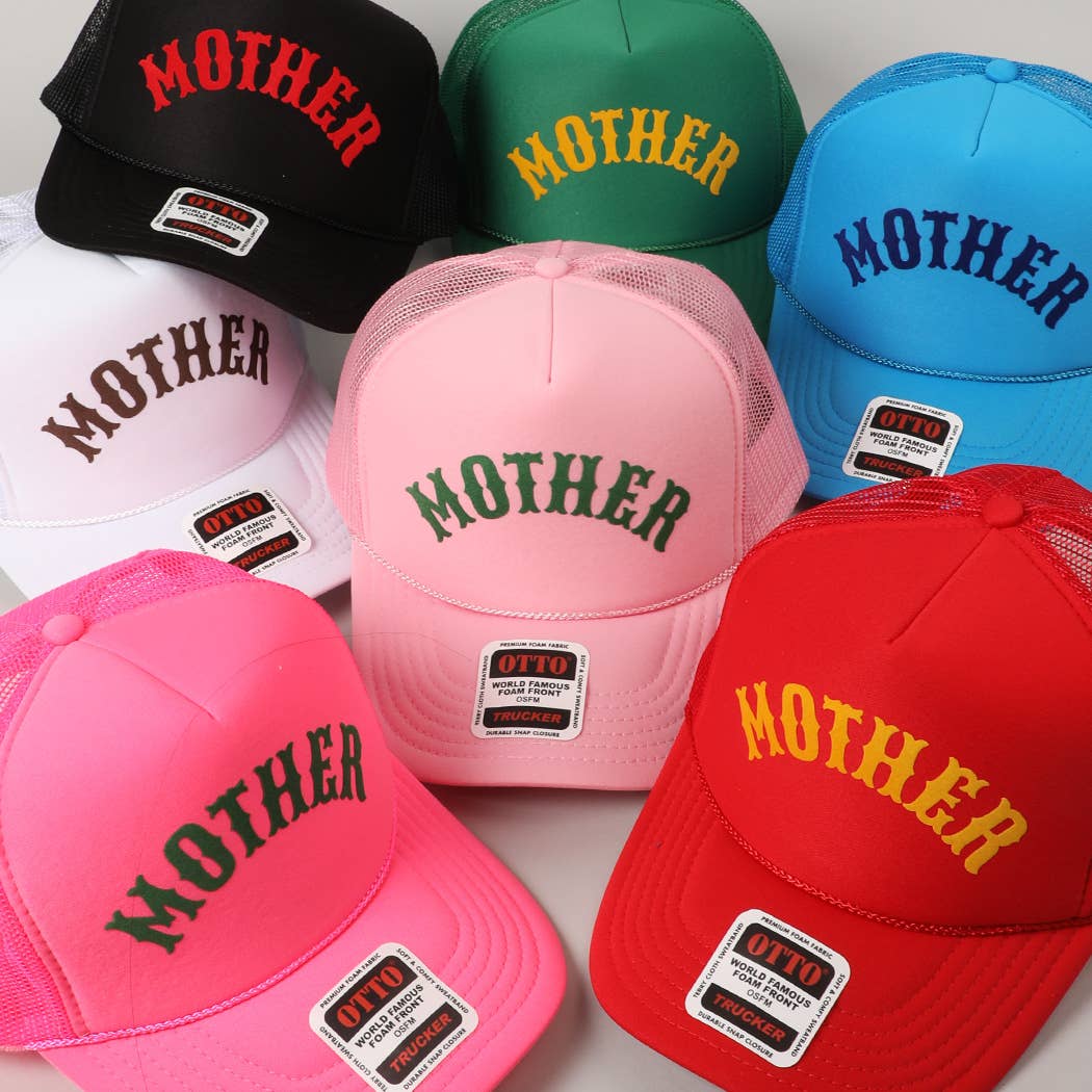 MOTHER Lettering Logo Foam Mesh Back Trucker Hat: NEON BLUE / ONE SIZE