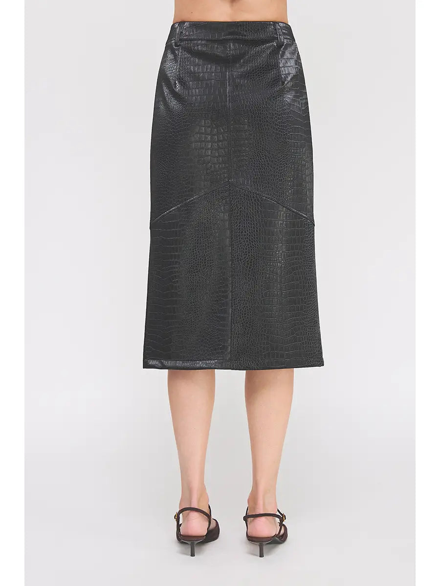 Black Snake Midi Skirt