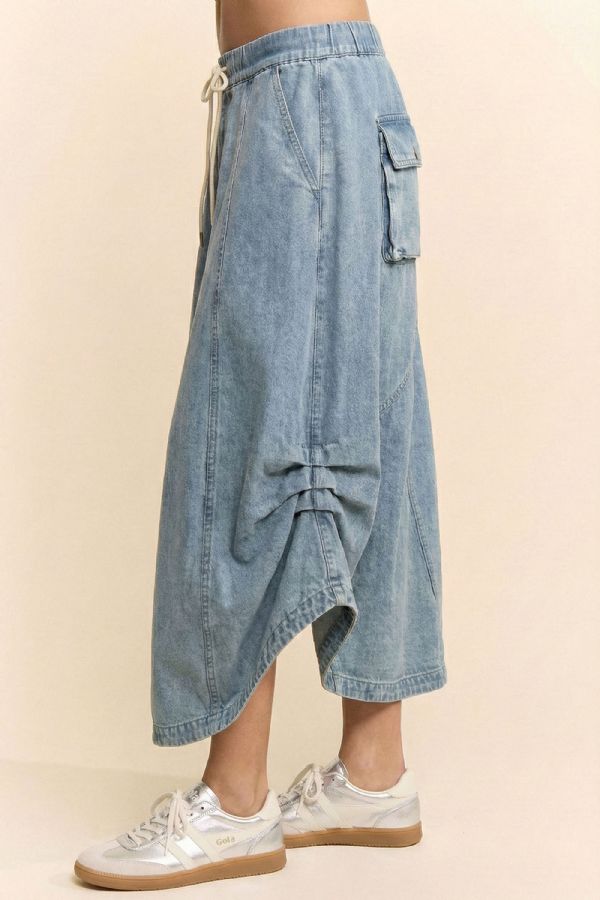 Light Denim Parachute Skirt