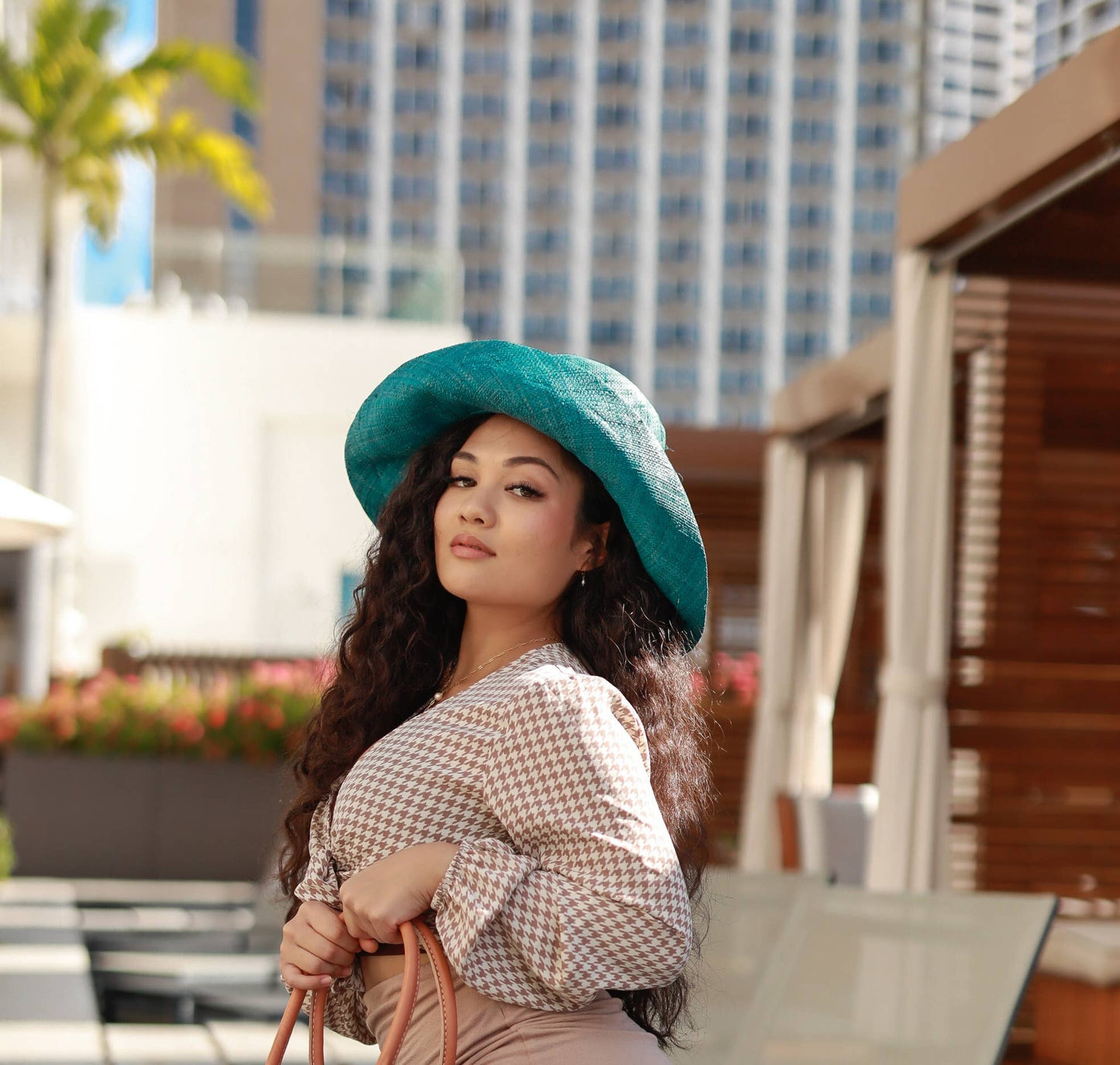 Monica 5" Natural  Wide Brim Solid Color Packable Straw Sun Hats