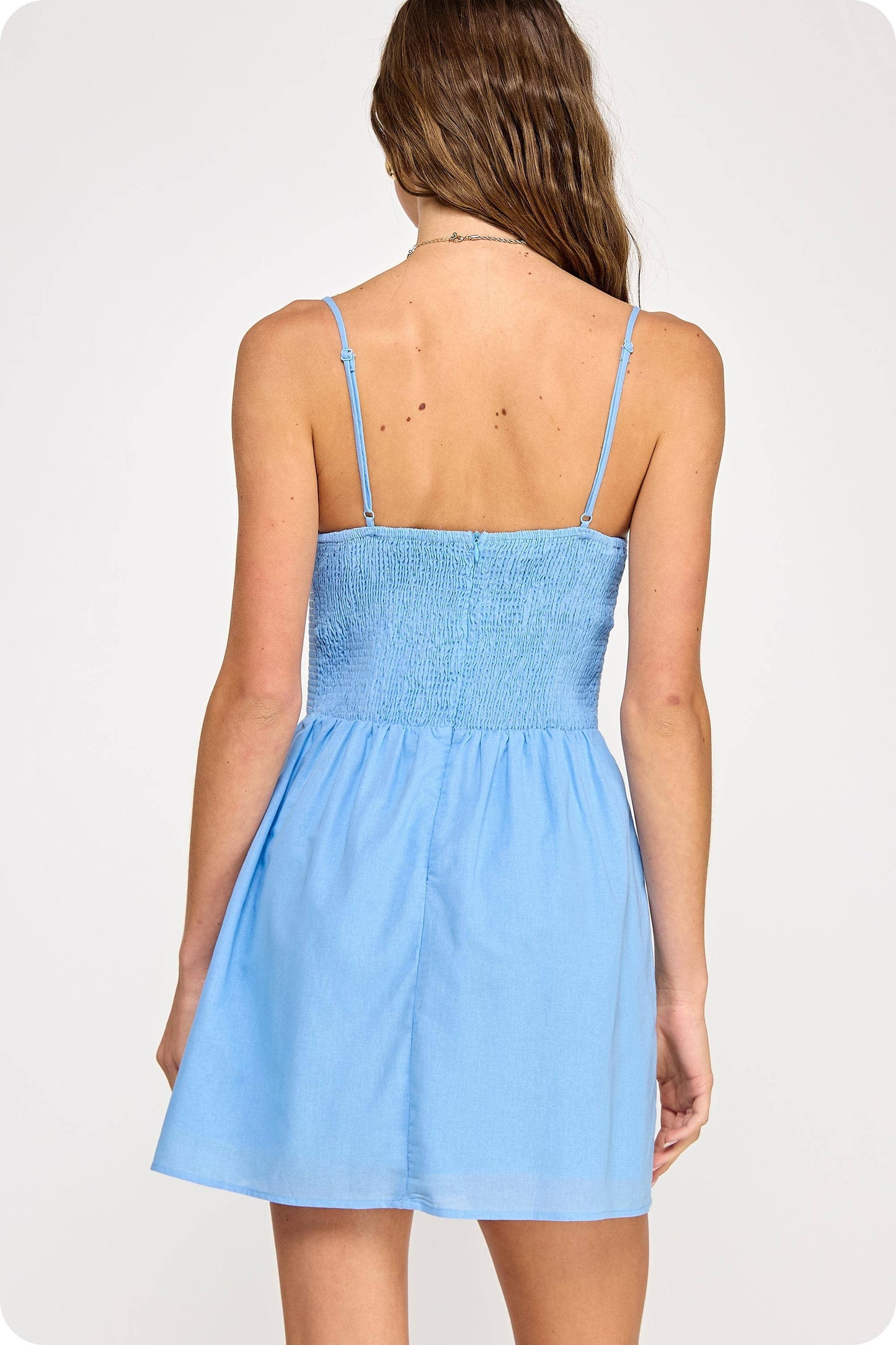 Top Stitch Bustier Sleeveless Mini Dress: Off White / L