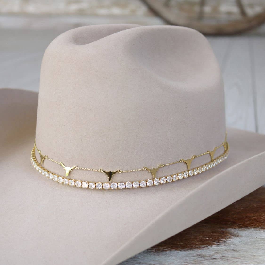 Longhorn 14K Gold Plated Chain HatBand