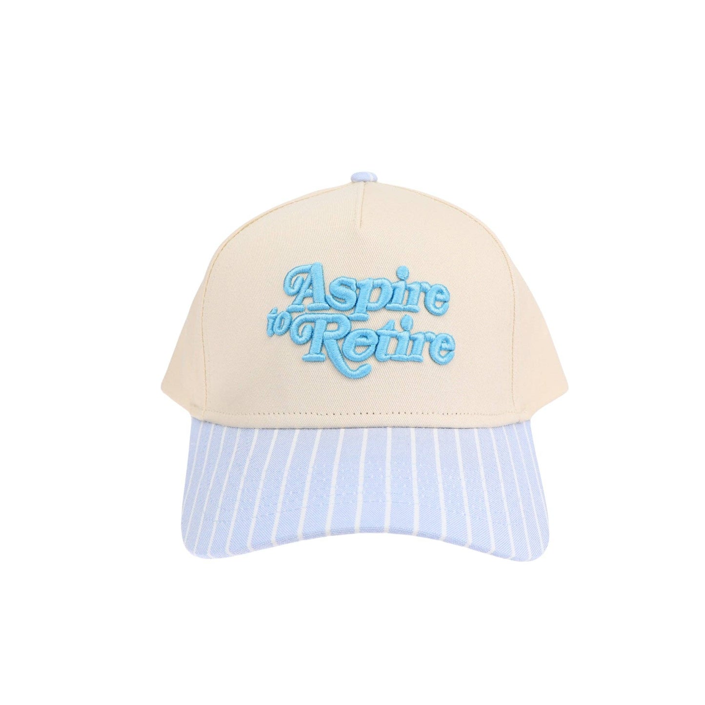 Blue Stripe Aspire to Retire Embroidered Trucker Hat
