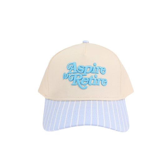 Blue Stripe Aspire to Retire Embroidered Trucker Hat