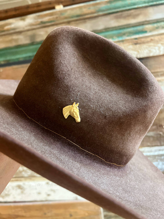 Brass Patina Western Horse Head Hat Pin