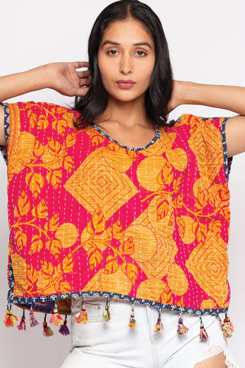 Cotton Kantha Crop Top