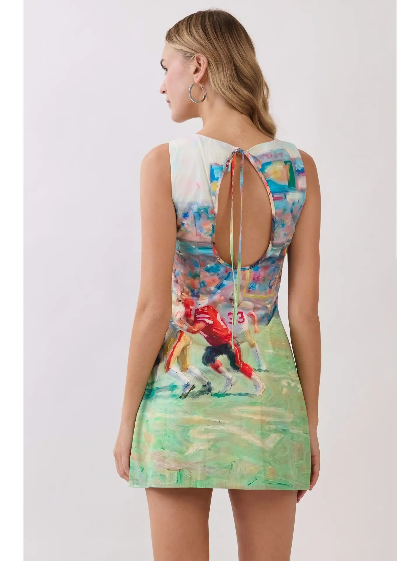 Go Team Watercolor Abstract Football Mini Dress