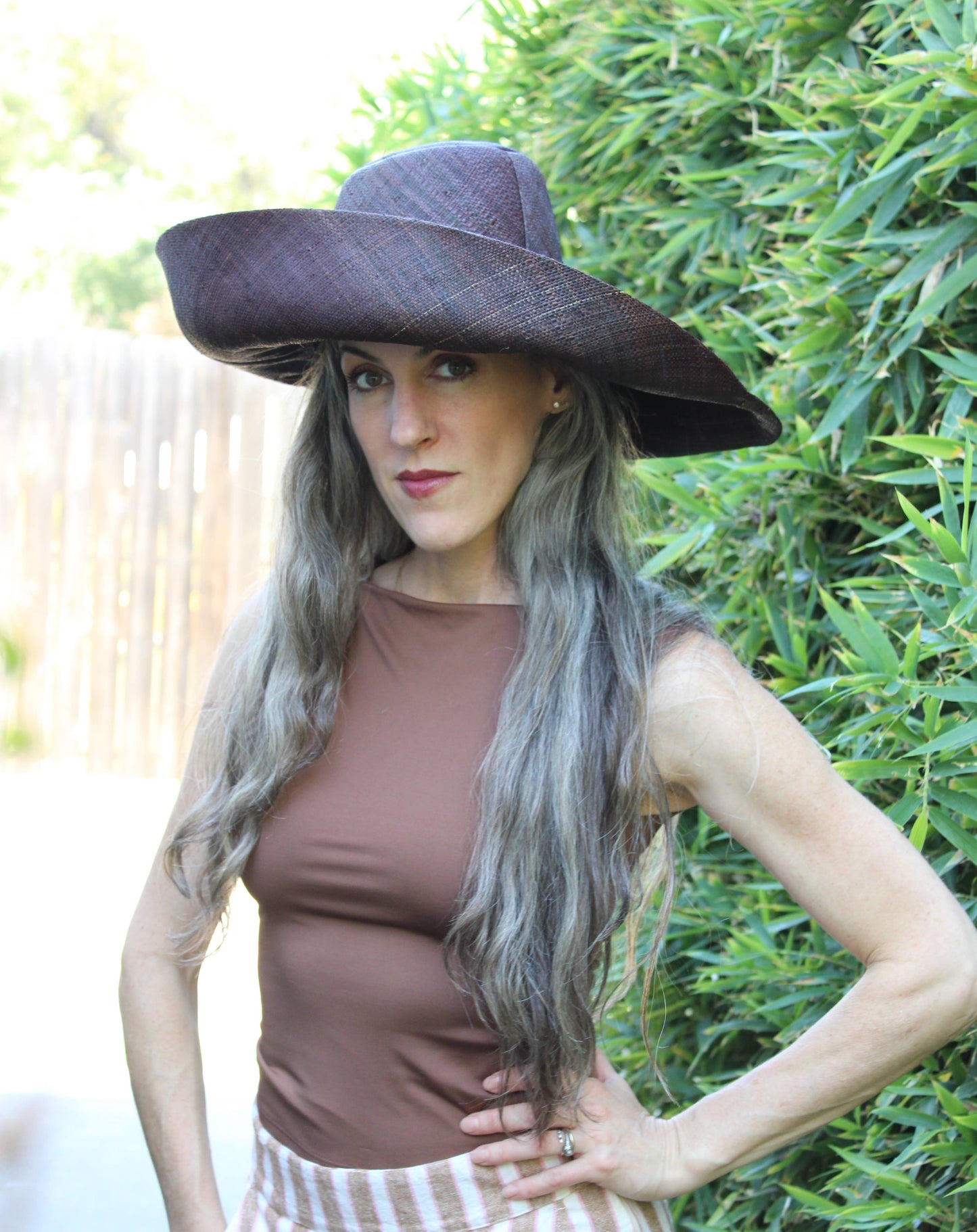 Monica 5" Natural  Wide Brim Solid Color Packable Straw Sun Hats