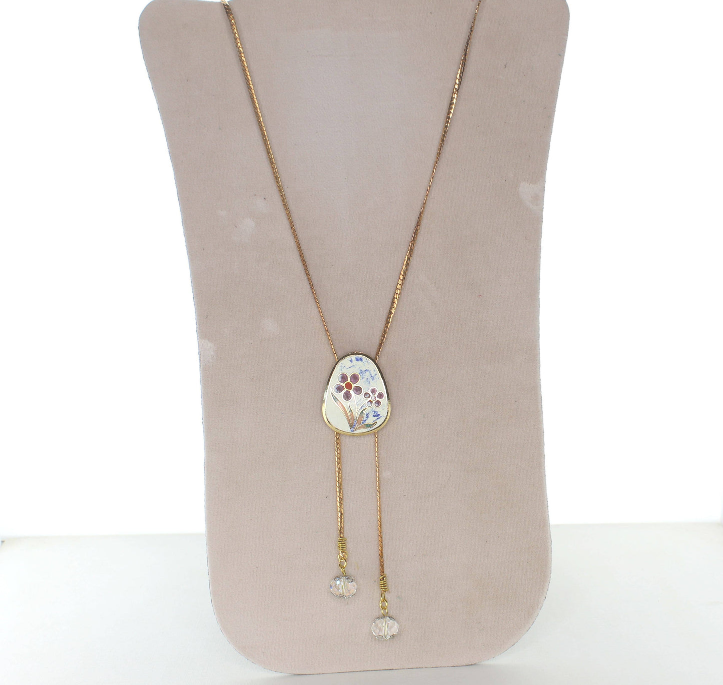 Vintage Enamel Flower Bolo Tie