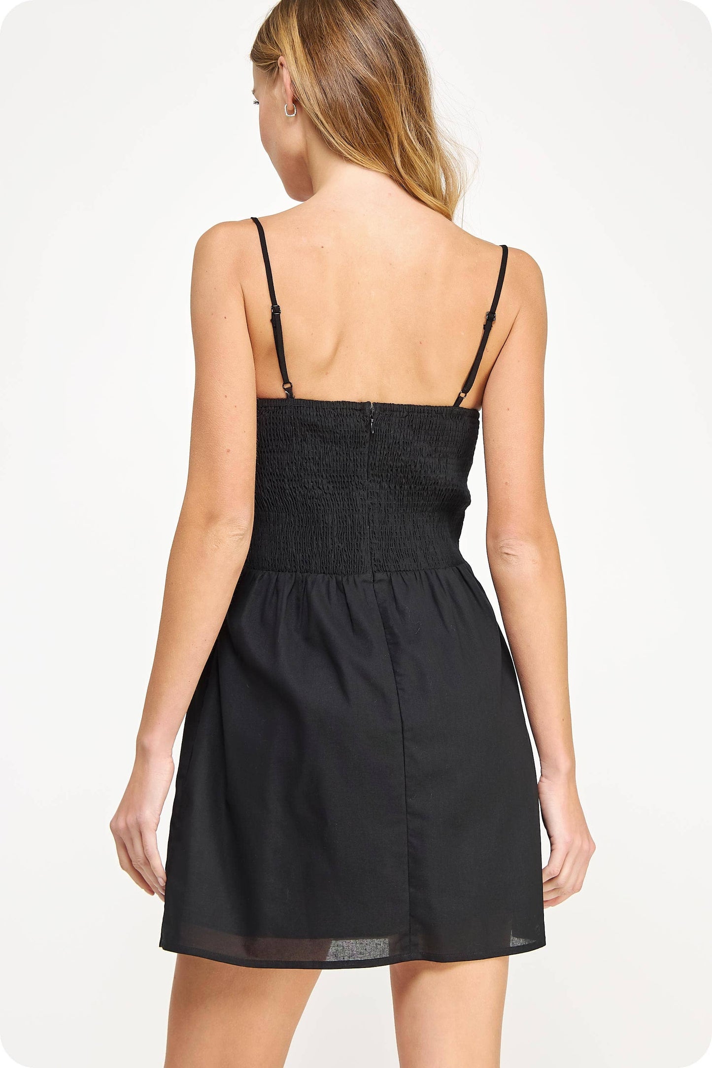 Top Stitch Bustier Sleeveless Mini Dress: Off White / L