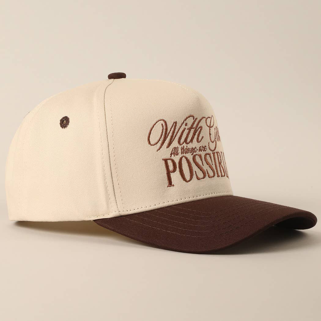 With God All Possible Embroidery Baseball Cap: SAGE / ONE SIZE