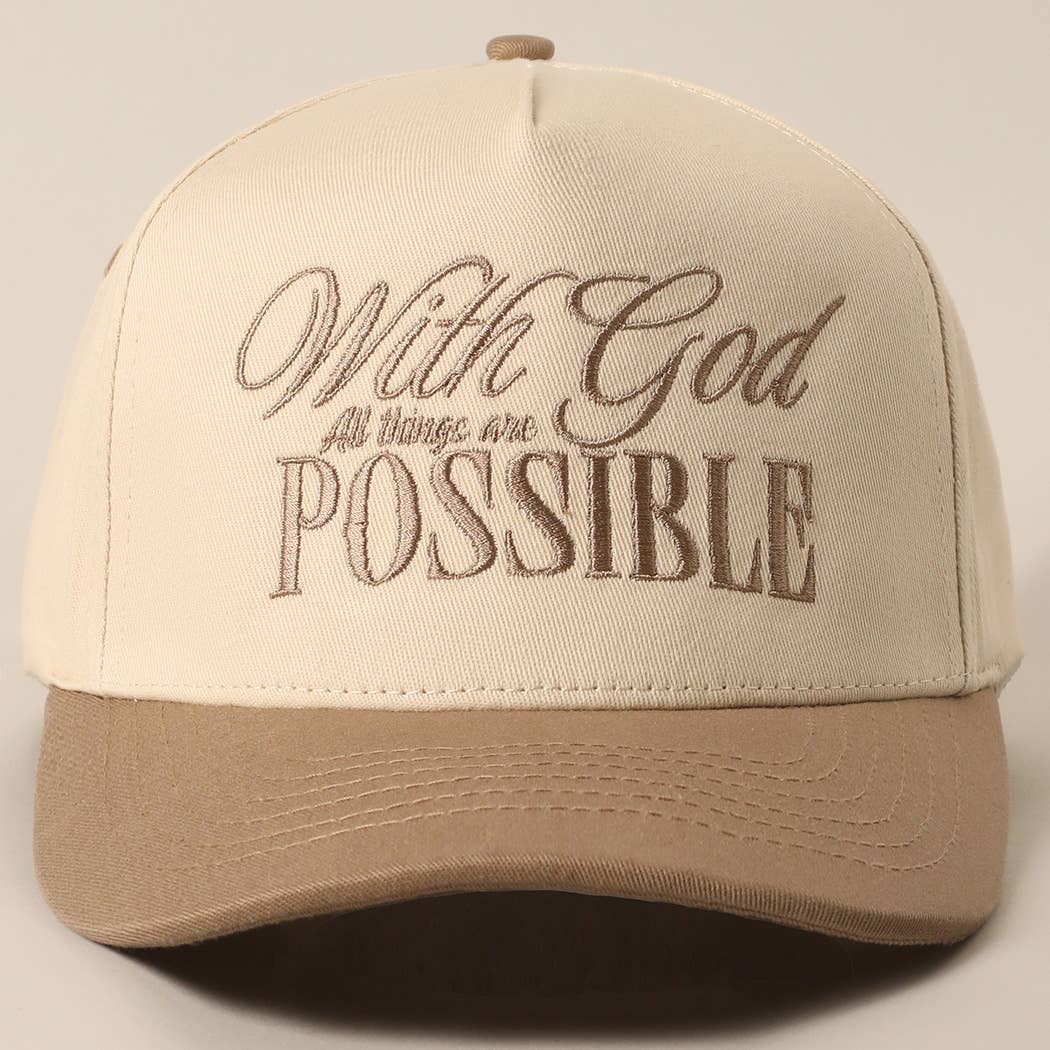With God All Possible Embroidery Baseball Cap: SAGE / ONE SIZE