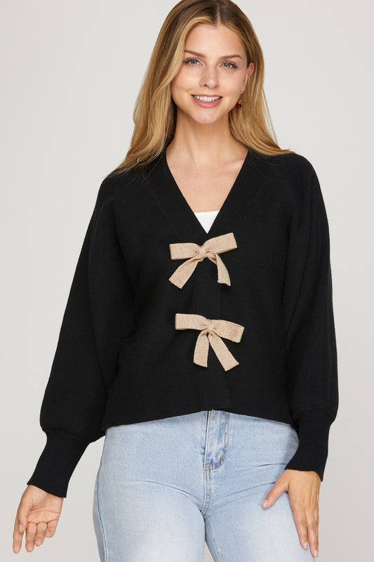 Black Bow Sweater Cardigan